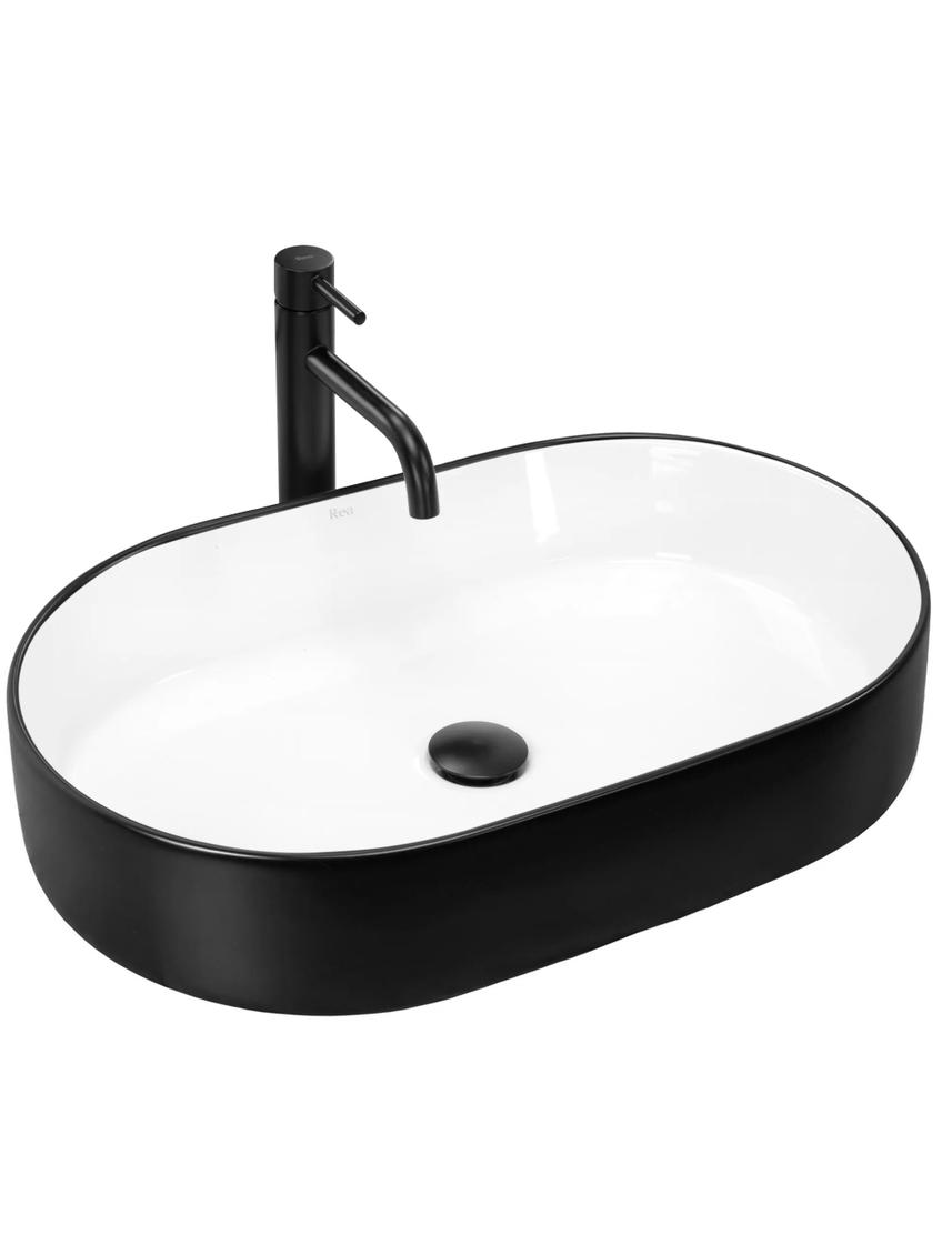 Rea Nadia Black Mat Λευκός νιπτήρας πάγκου 61 x 38.5 x 12 cm