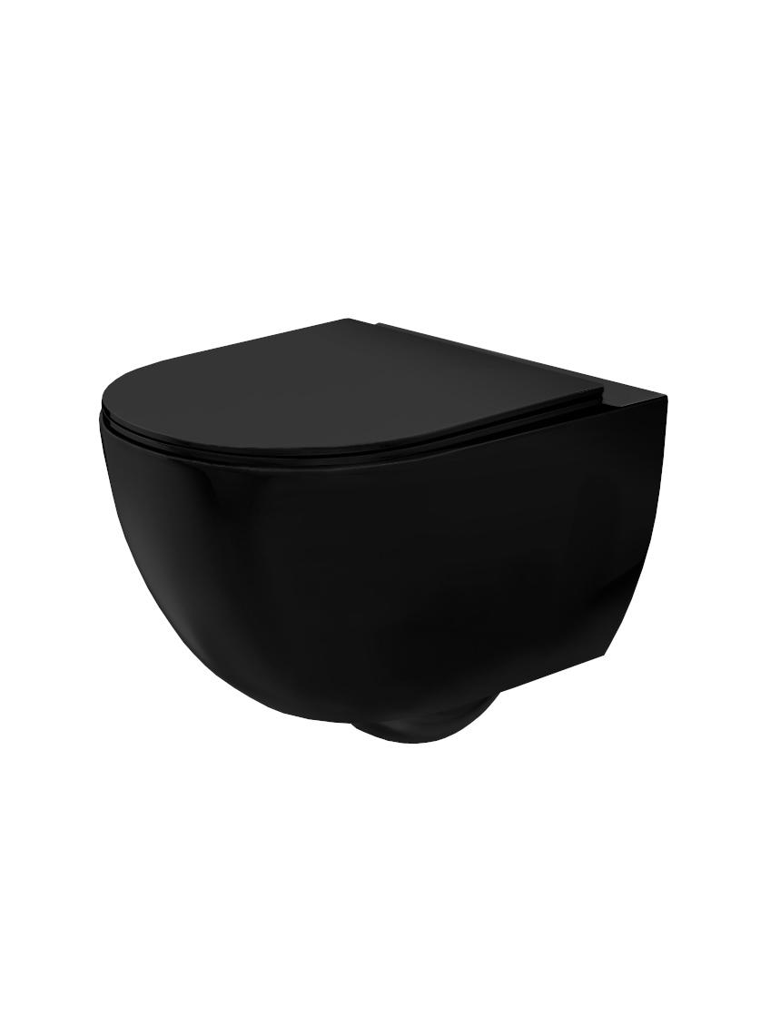 Misa WC podwieszana Rea Carlo Mini Rimless Flat Czarna Matowa