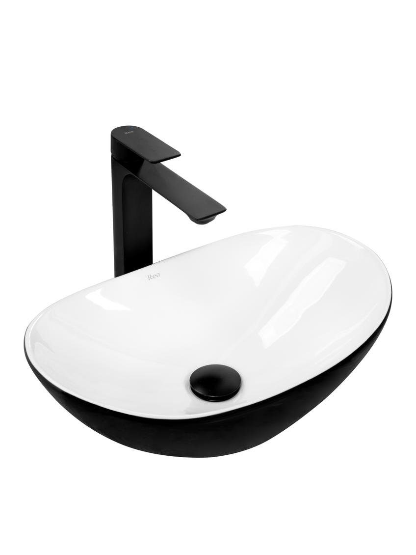 Umywalka Nablatowa REA Royal Mini Black White