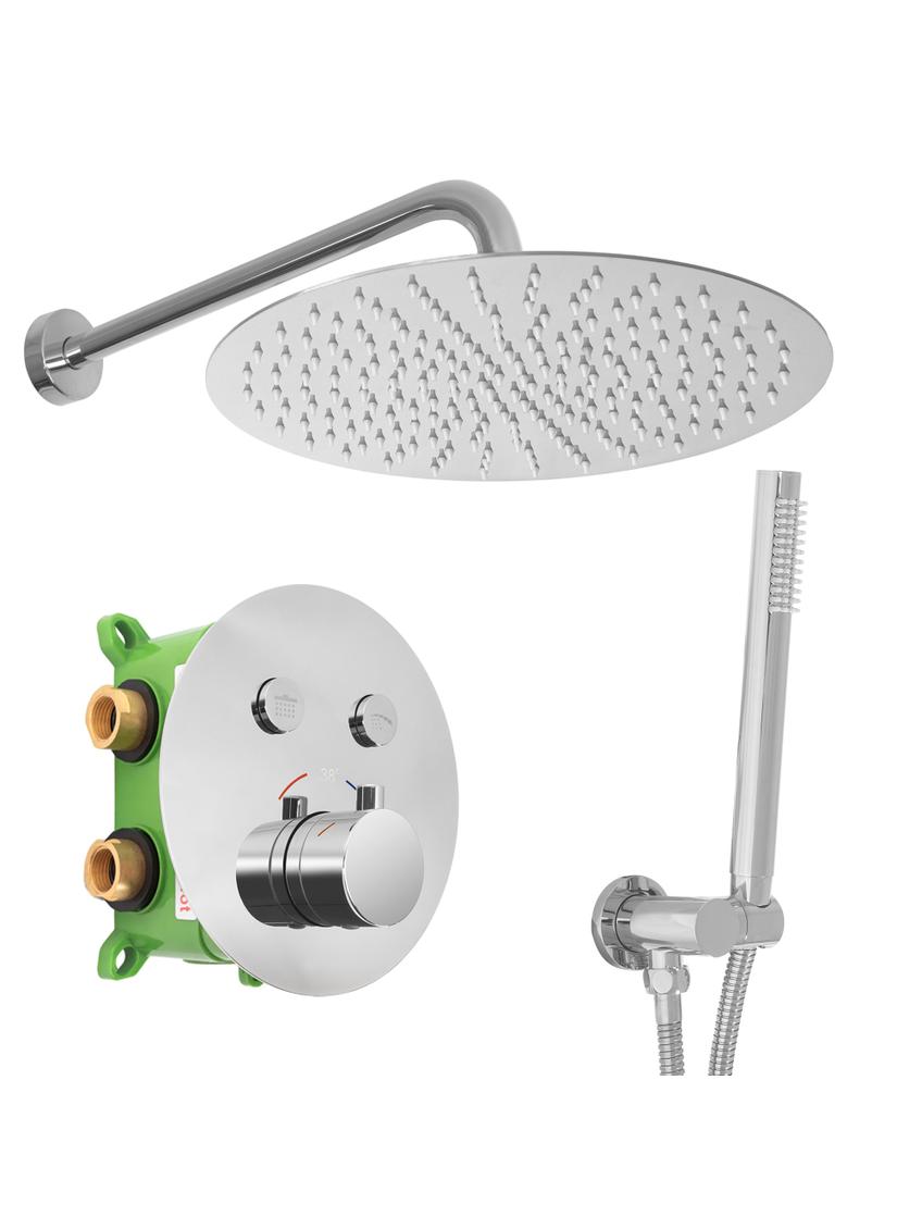 Zestaw Prysznicowy Podtynkowy z termostatem LUNGO MILER CHROM + BOX