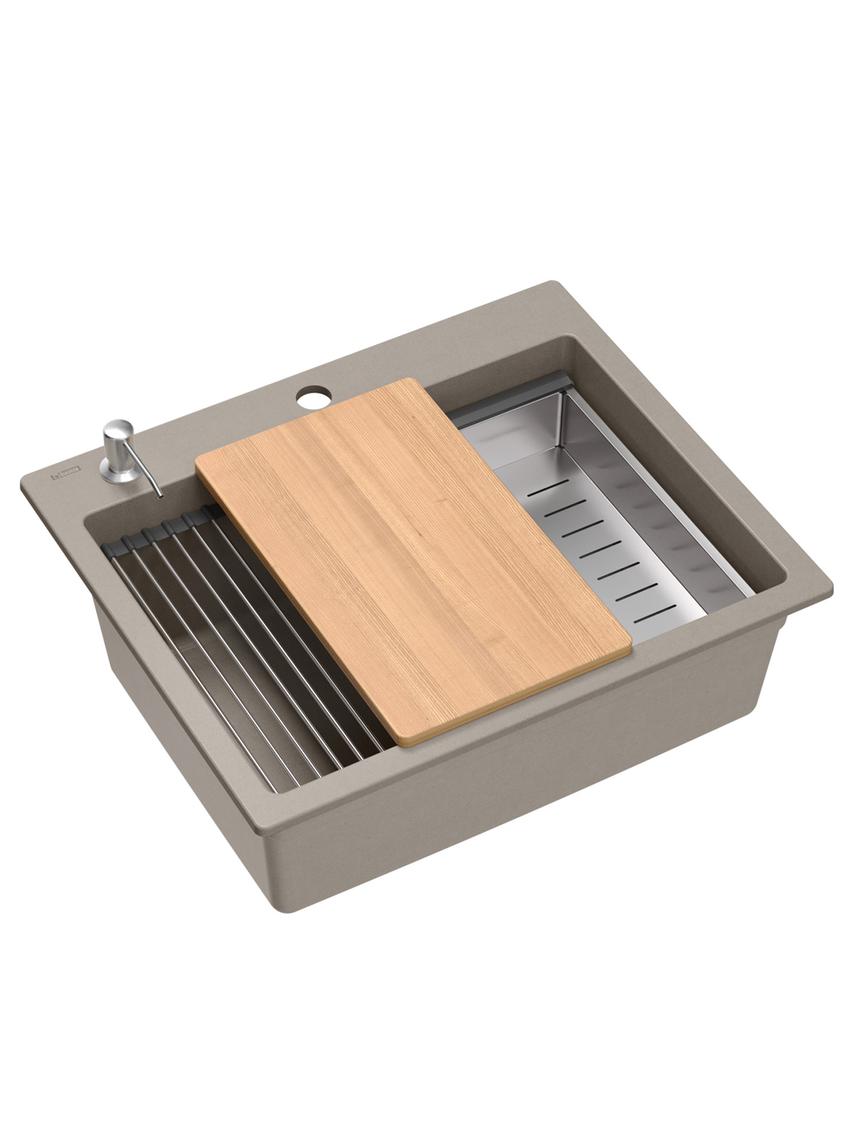 Zlewozmywak granitowy KURT 110 WORKSTATION BEŻ