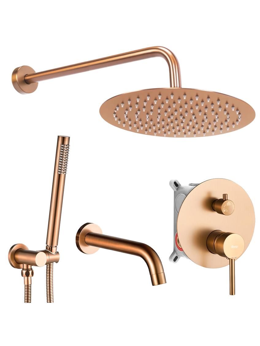 Σετ κρυφής μπανιέρας και ντους Rea Lungo, Copper Brush + BOX