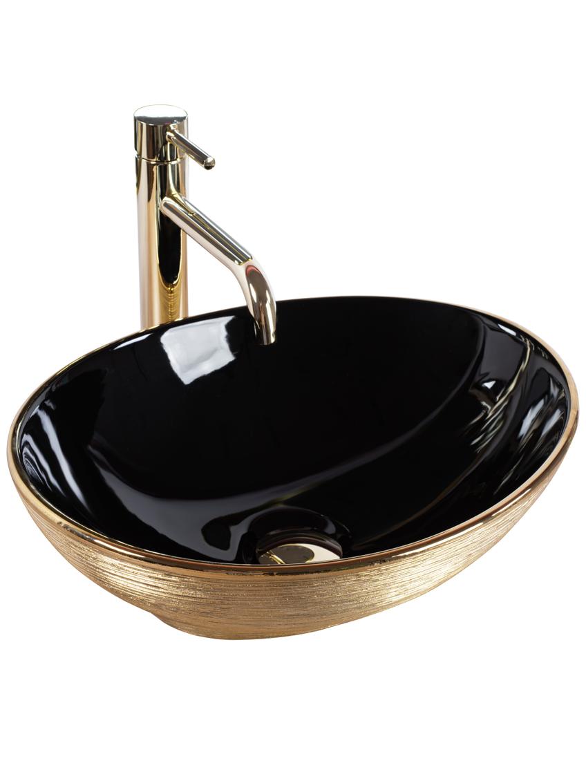 Umywalka nablatowa Rea Sofia Black Gold Brush