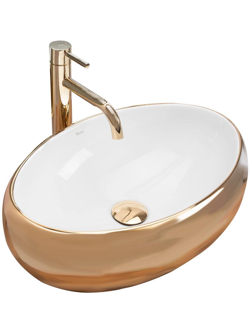 Πάγκος νιπτήρας Rea Linda Gold White 48,5 x 34x 14,5 cm
