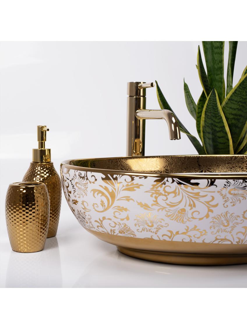 Umywalka Nablatowa Rea Margot White/Gold