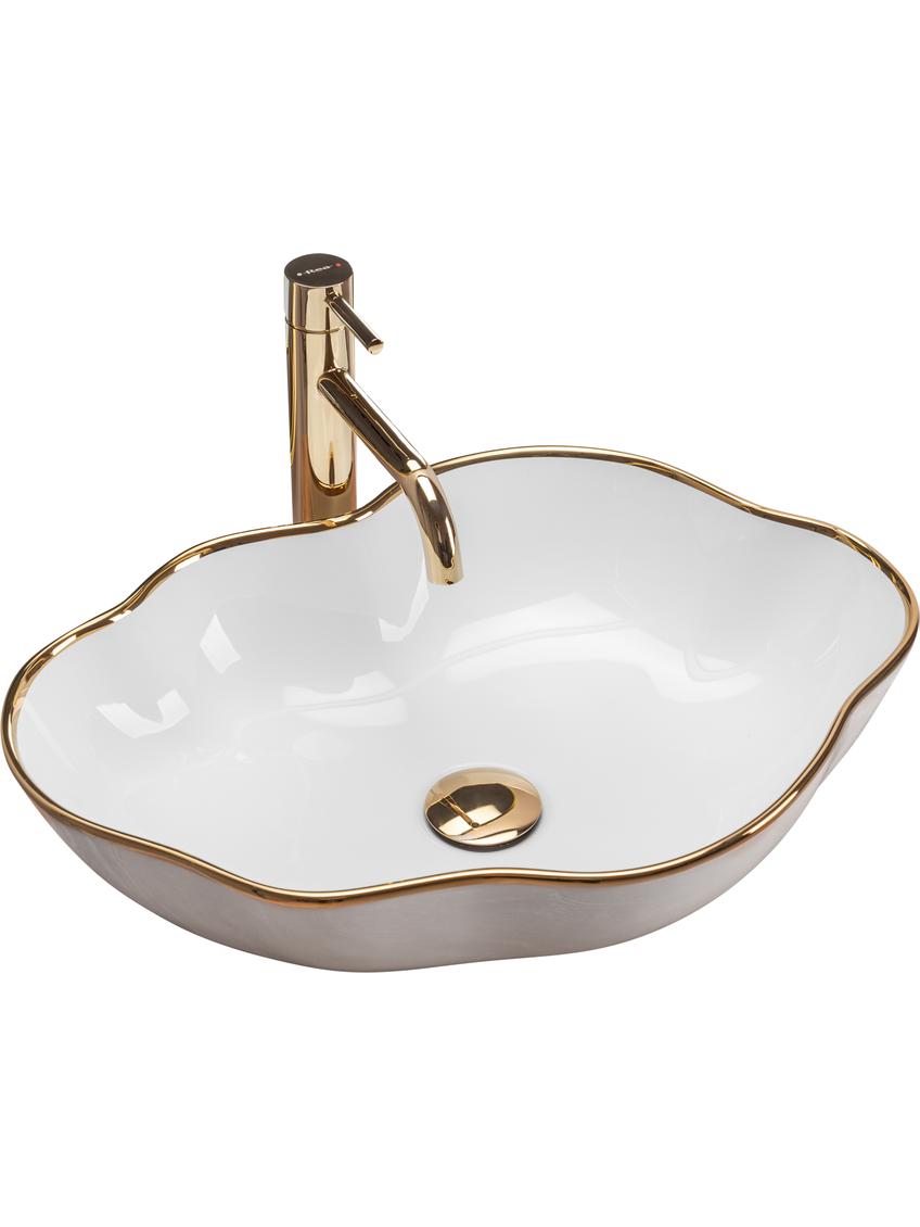 Νιπτήρας πάγκου Rea Pearl Gold Edge 51.5 x 37.5x  13.5 cm