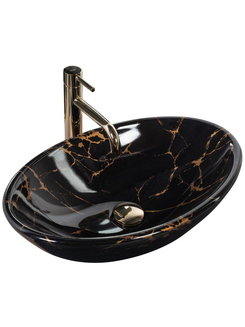 Umywalka nablatowa REA Pamela Black Marble Shiny