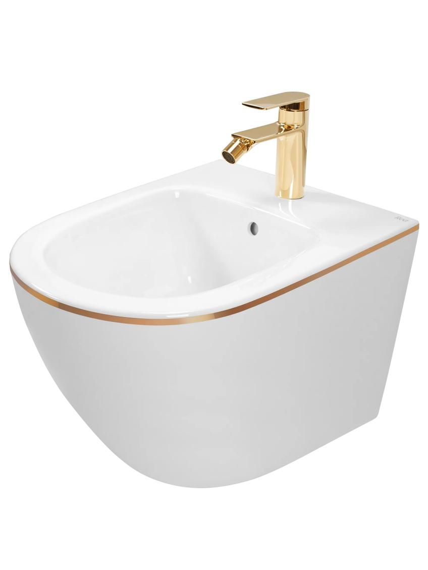 Bidet podwieszany Rea Carlo Mini White Gold Edge