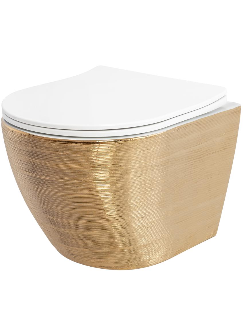 Misa WC podwieszana Carlo Flat złota szczotkowana