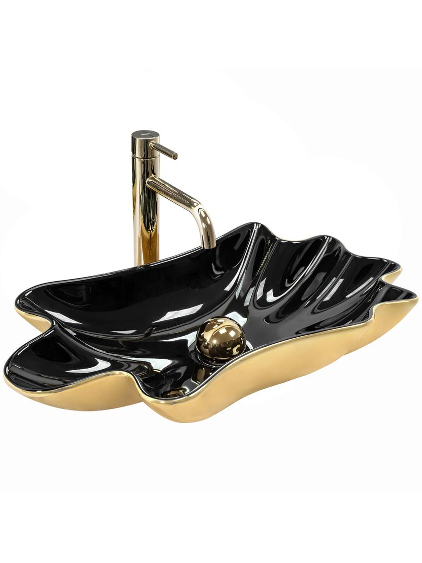 Umywalka REA Sea Infinity Gold/Black + Korek