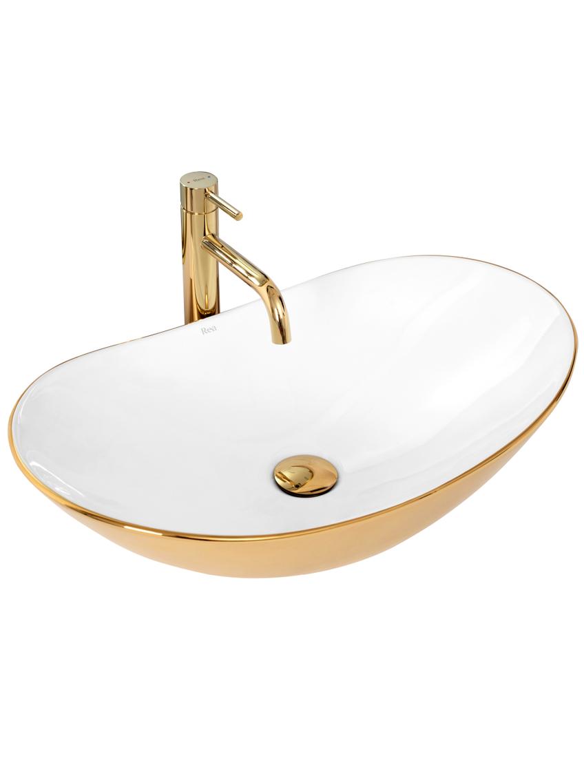 Umywalka nablatowa Rea Royal Gold/White