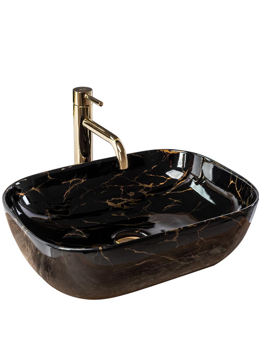 Umywalka nablatowa Rea Belinda Black Marble shiny