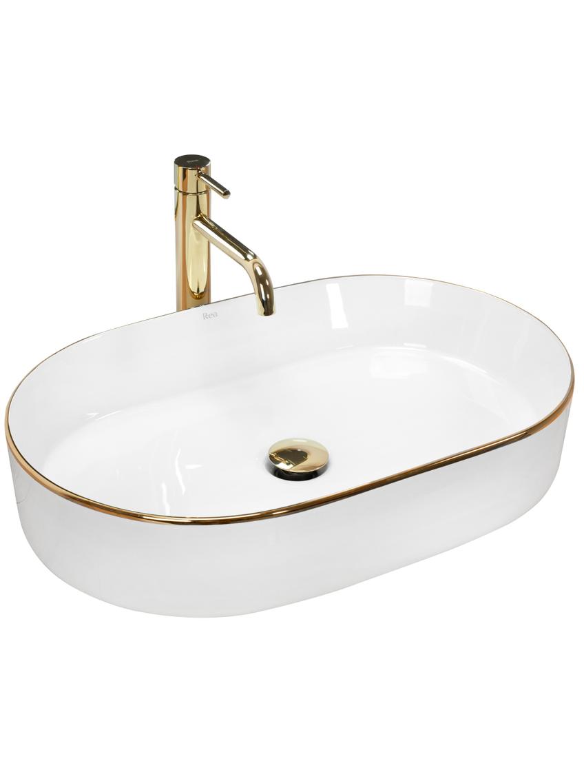 Νιπτήρας πάγκου Rea Nadia White Gold Edge 61 x 38.5 x 12 cm