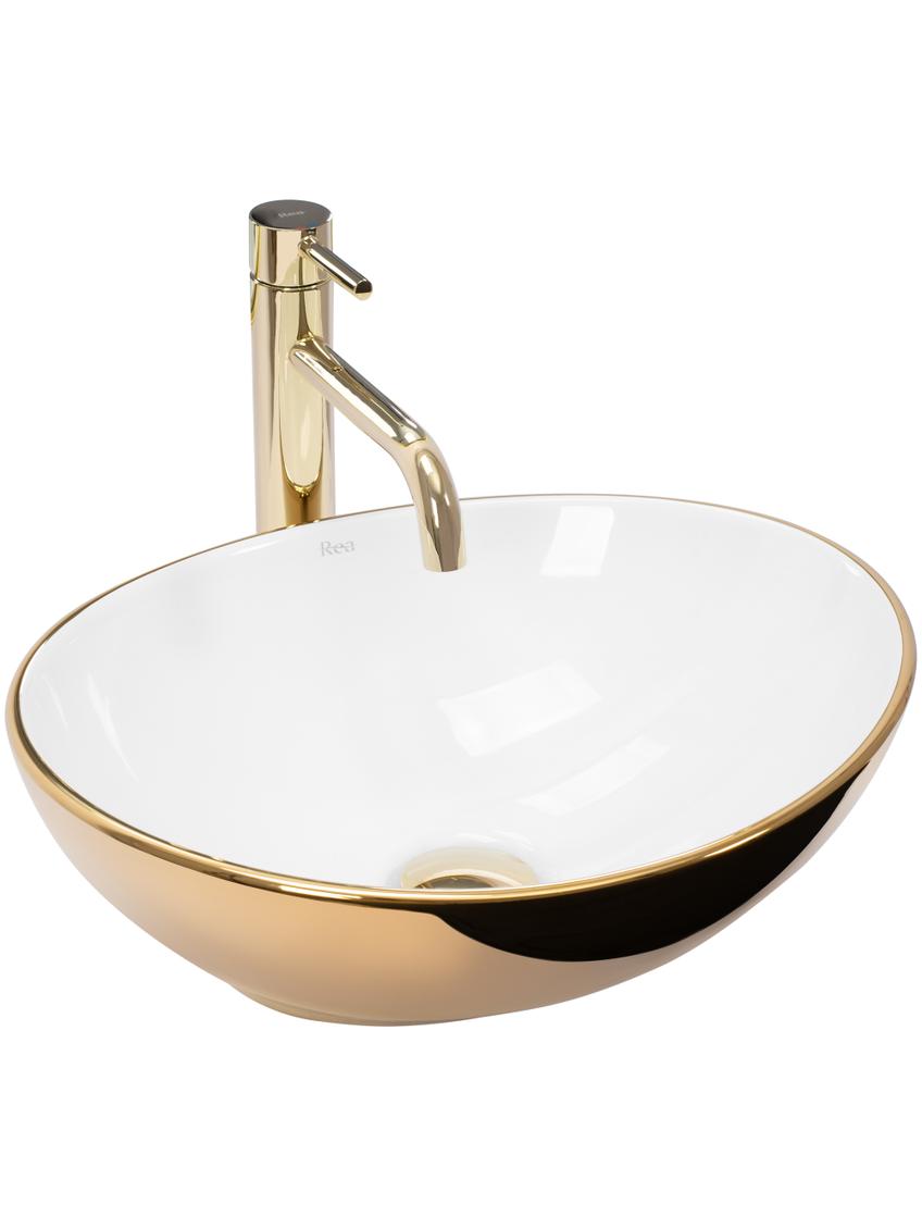 Umywalka nablatowa Rea Sofia Gold / White