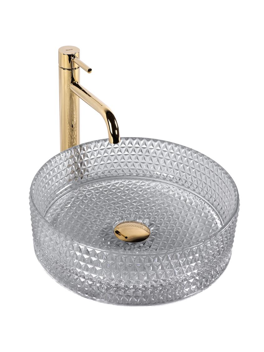 Rea Cristal Light Grey // Διάφανος νιπτήρας  // 35.5 x 35.5 x 11.5 cm