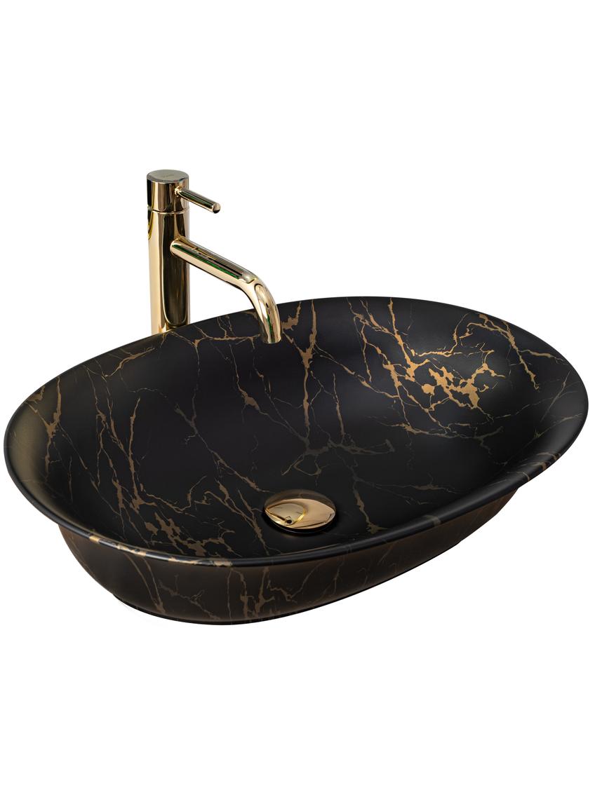 Umywalka nablatowa Rea Roma Black Marble Matt
