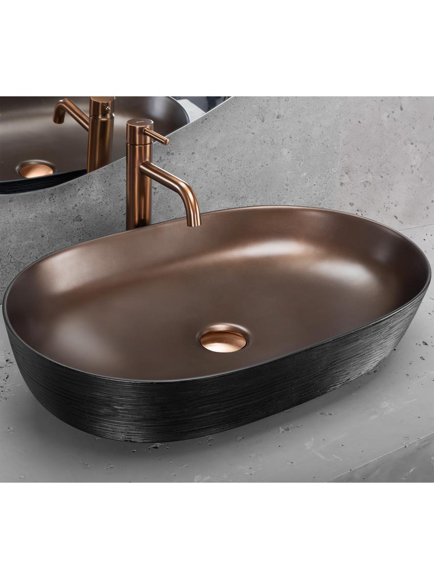 Umywalka nablatowa Rea Cleo 61 Copper Brush / Black