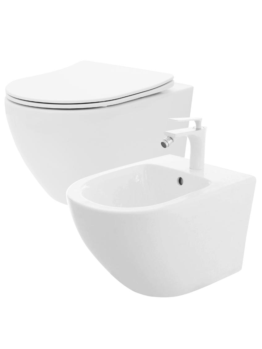 Zestaw Misa WC Carlo Mini Rimless Flat + Bidet Carlo Mini