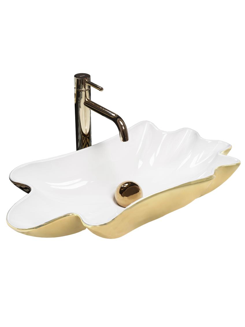 Umywalka REA Sea Infinity Gold/White + Korek
