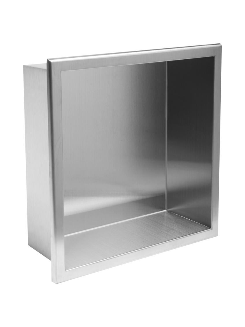 PÓŁKA WNĘKOWA ŁAZIENKOWA 30x30 stal szczotkowana