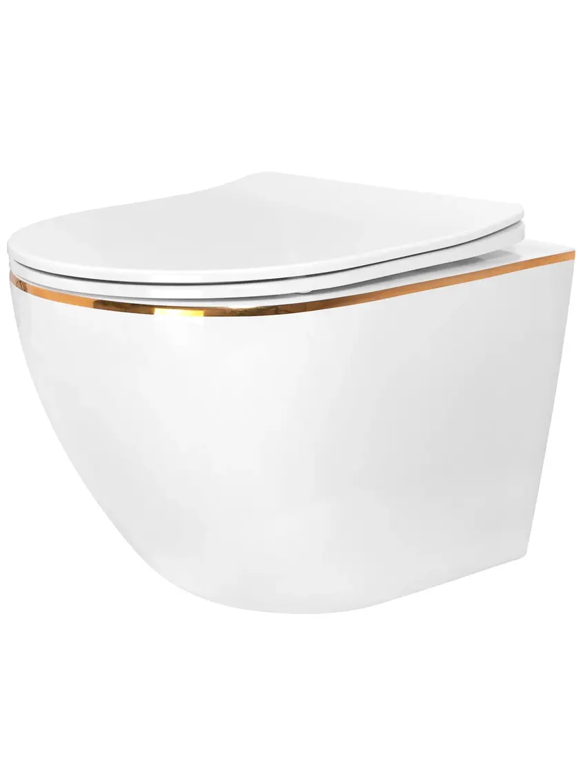 Misa WC podwieszana Rea Carlo Mini Rimless Flat Tornado GOLD EDGE