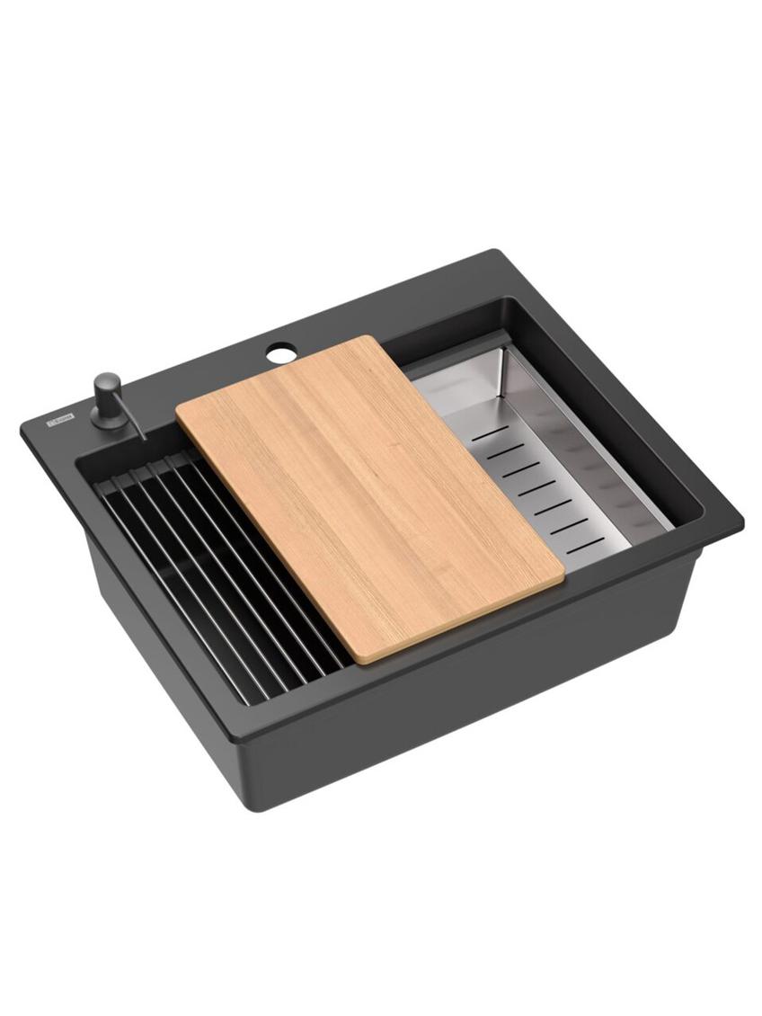 Zlewozmywak granitowy KURT 110 WORKSTATION Czarny
