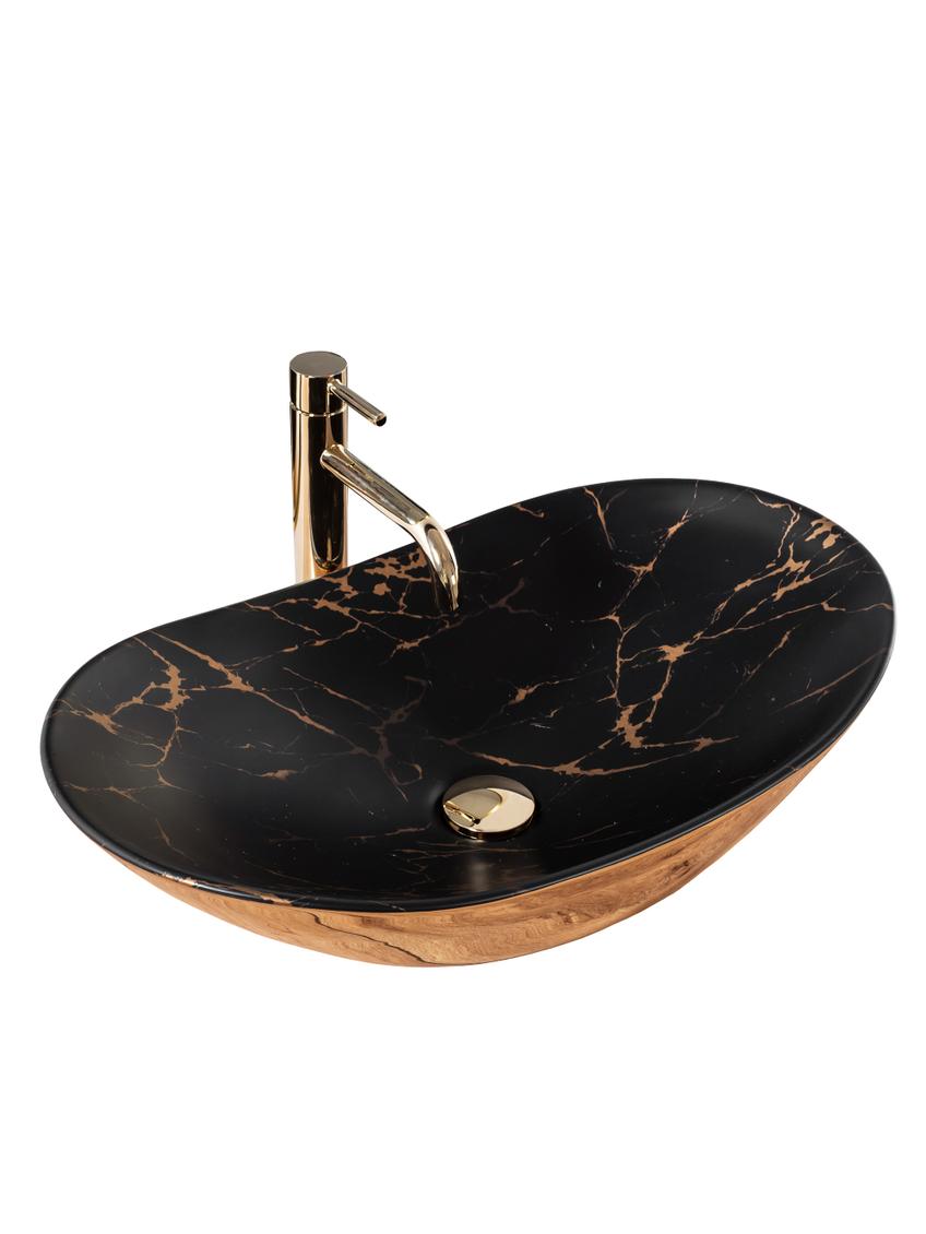 Umywalka nablatowa REA Royal In Black Marble Gold