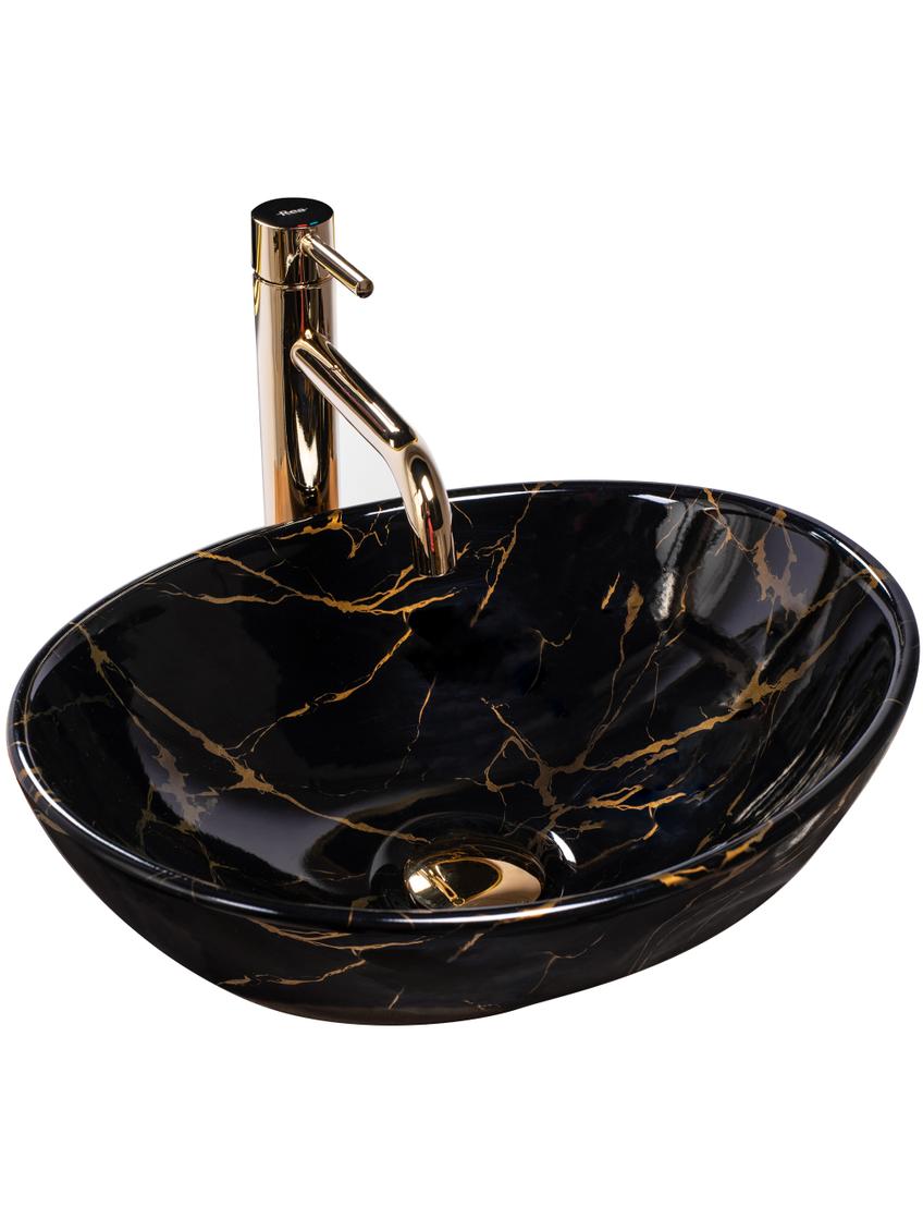 Umywalka nablatowa Rea Sofia Black Marble Shiny