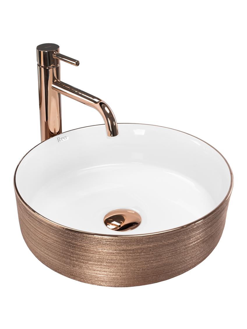 Νιπτήρας πάγκου Rea Sami Brush Rose Gold 36x 36 x 11.5 cm