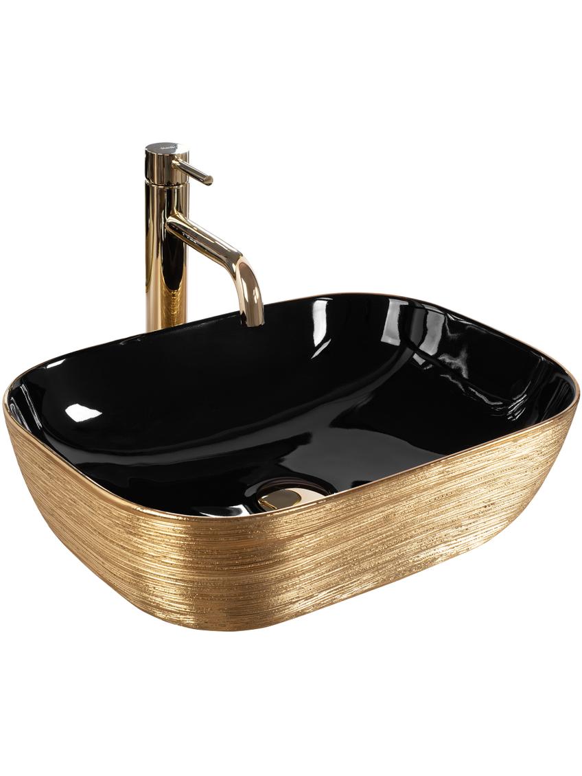 Umywalka nablatowa Rea Belinda BLACK BRUSH GOLD
