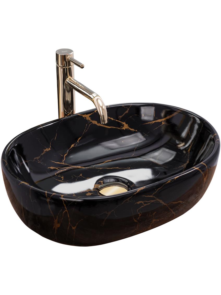 Umywalka nablatowa Rea Amelia Black Marble shiny