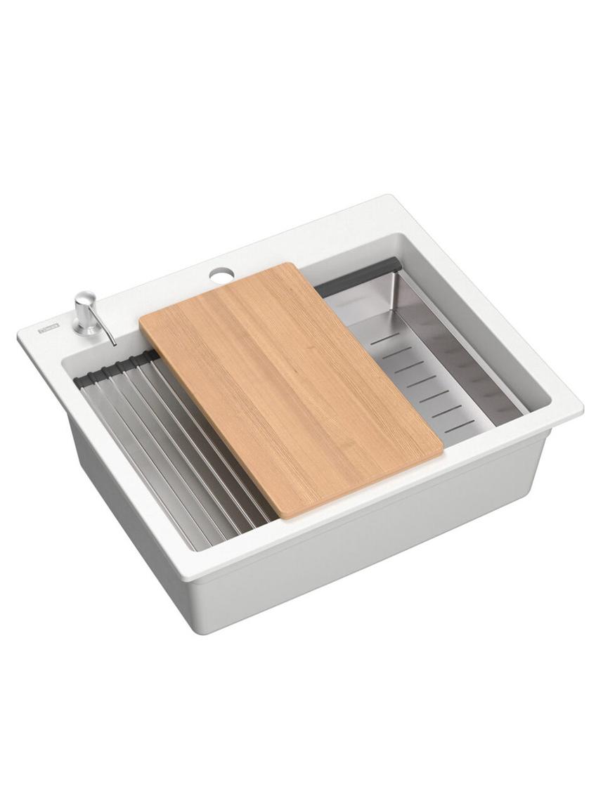 Zlewozmywak granitowy KURT 110 WORKSTATION Biały