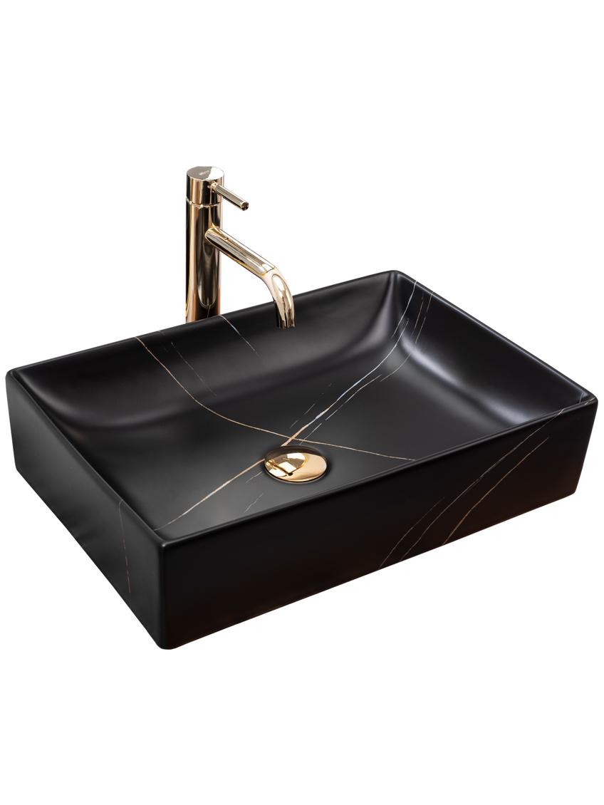 Umywalka nablatowa REA Inga Black Marble Mat