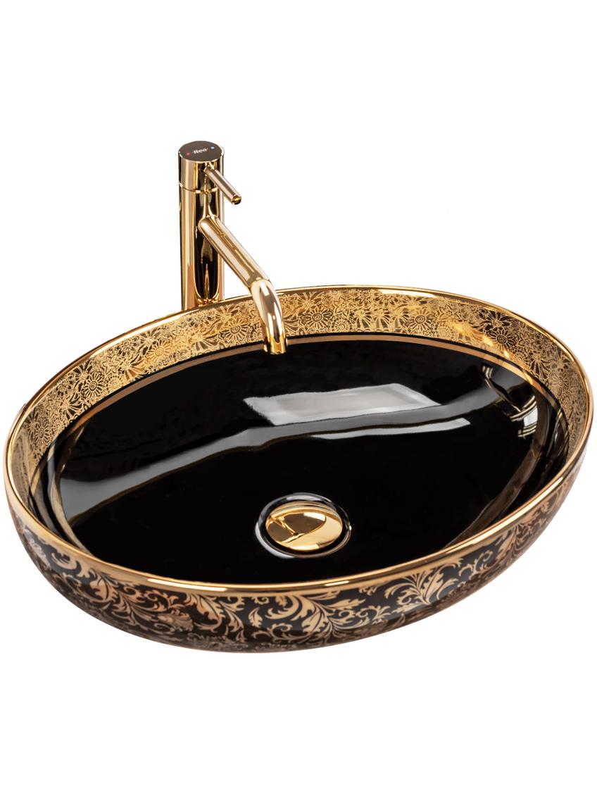 Νιπτήρας πάγκου MARGOT BLACK/GOLD 52 x 40 x 13.5 / Διάμετρος οπής αποστράγγισης: 45 cm