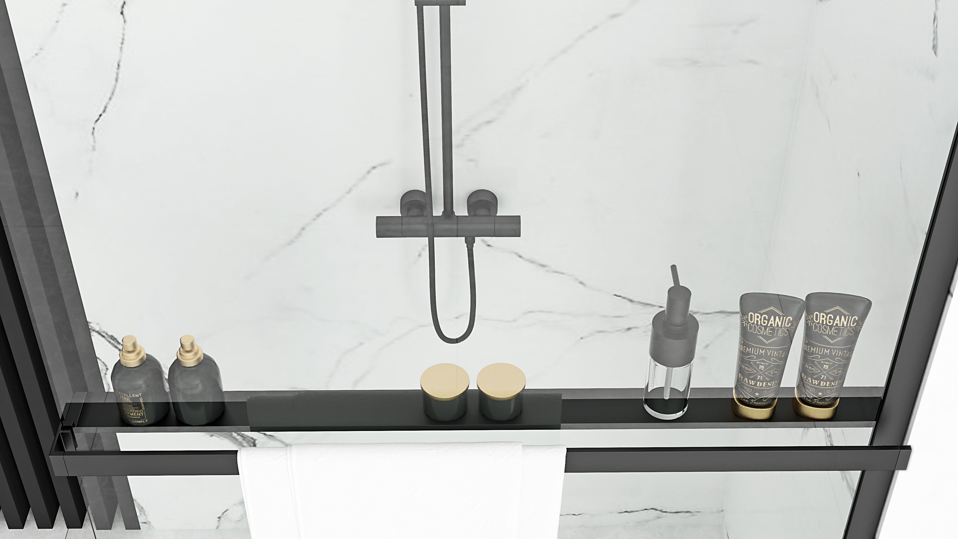 Shower screen Rea Bler 80 + shelf and hanger EVO