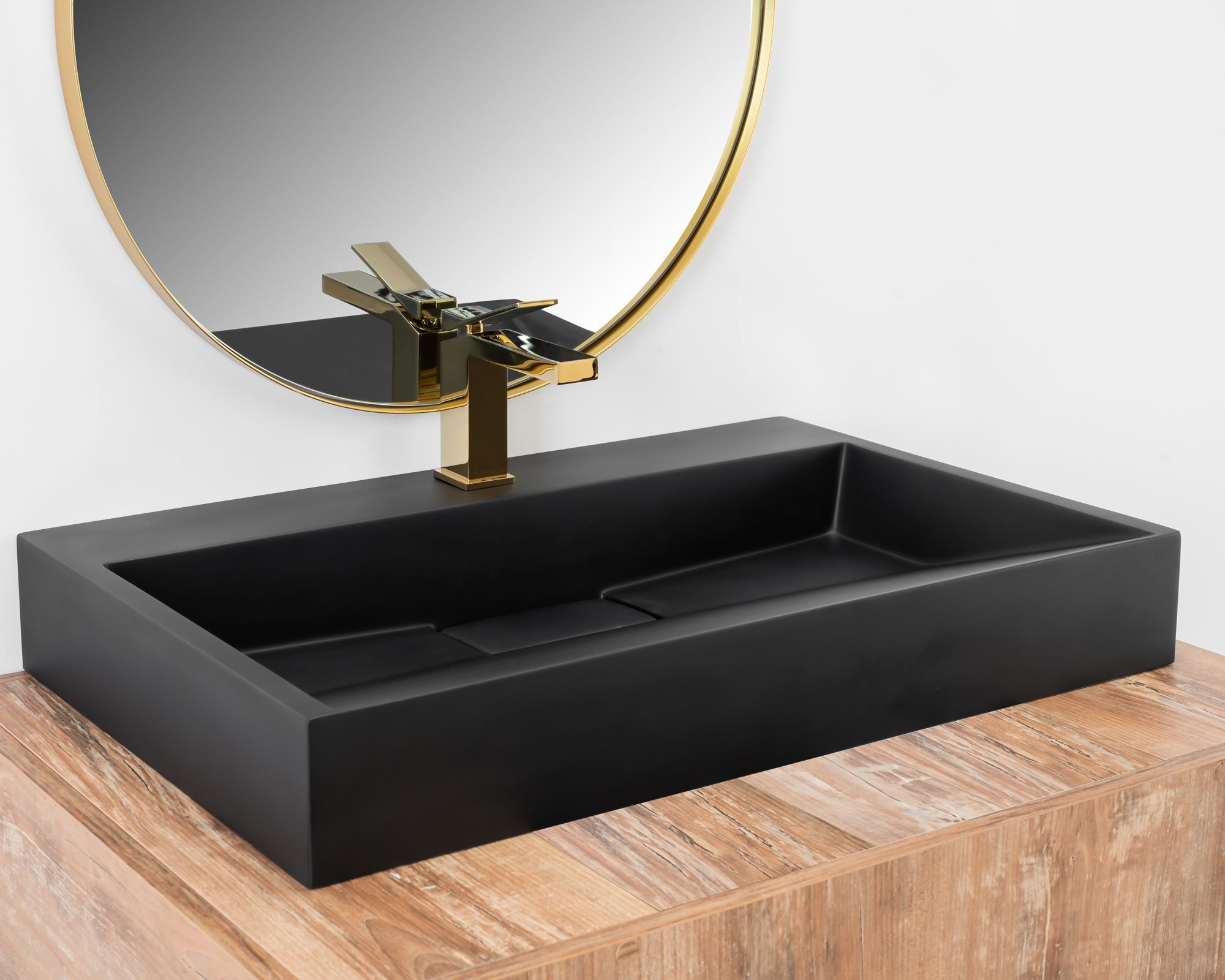 Conglomerate washbasin GOYA BLACK MAT 100CM