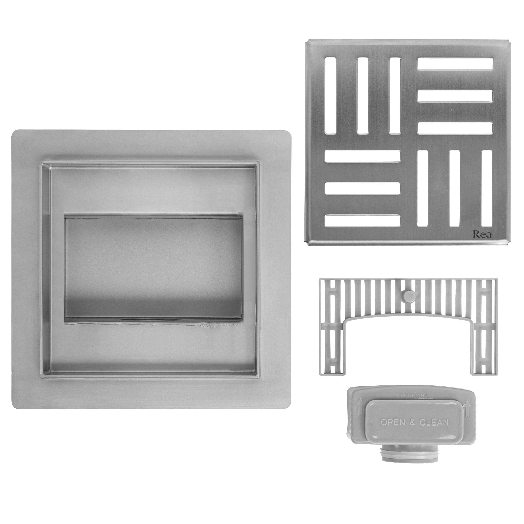 Zuhanylefolyó REA CROSS 150x150 Nickel Brush