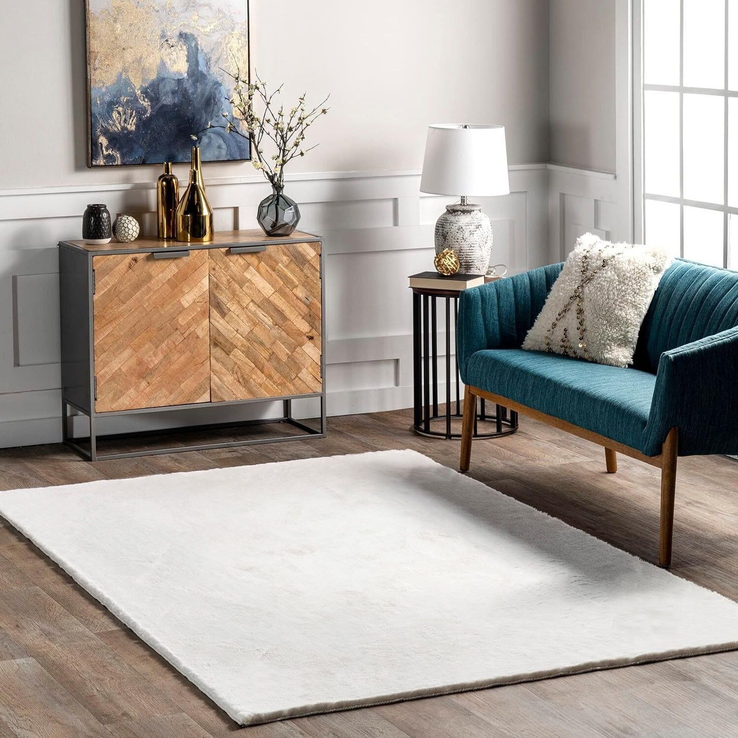Alfombra Rabbit White Ecru