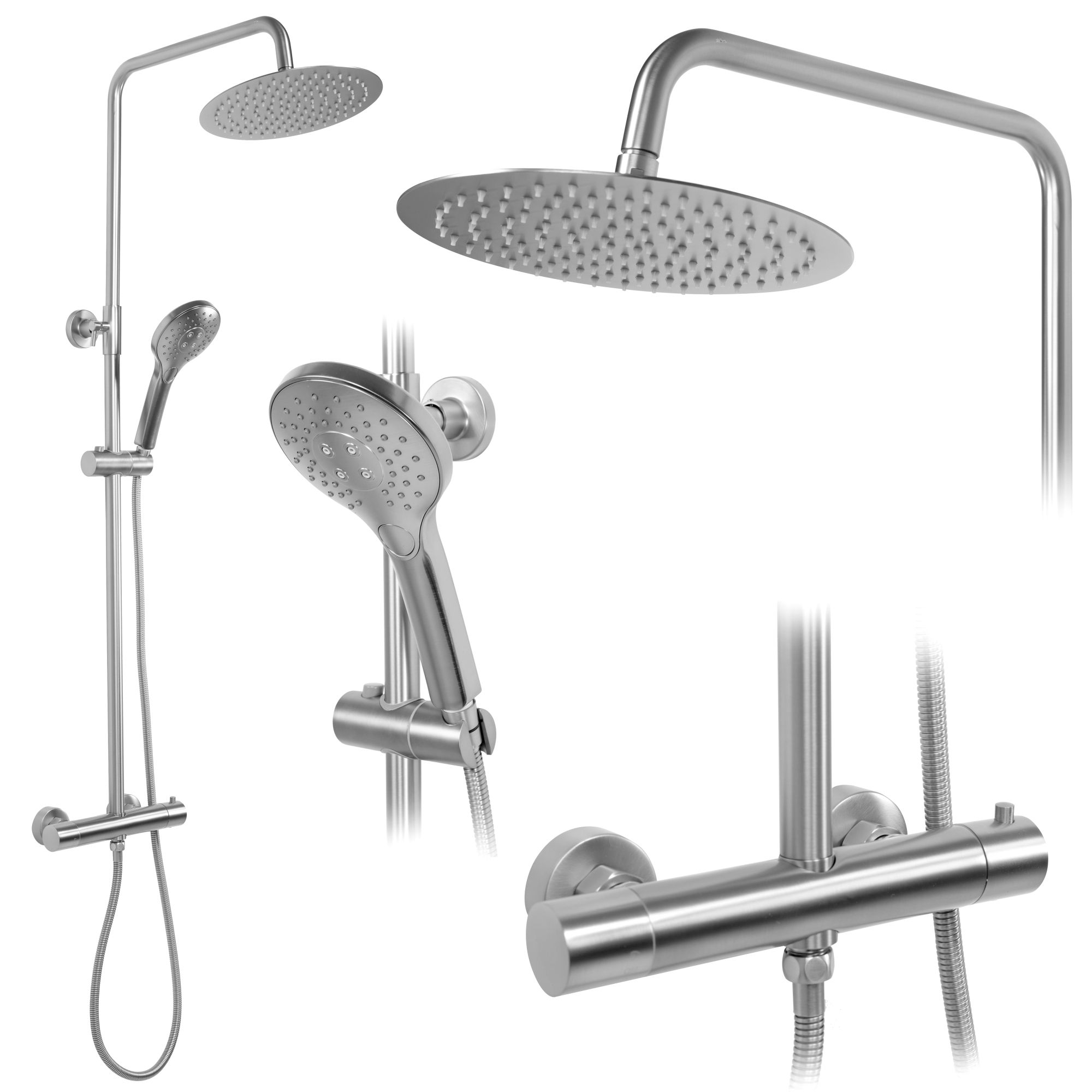 Shower set with thermostatic mixer REA VINCENT NICKEL BRUSH INOX