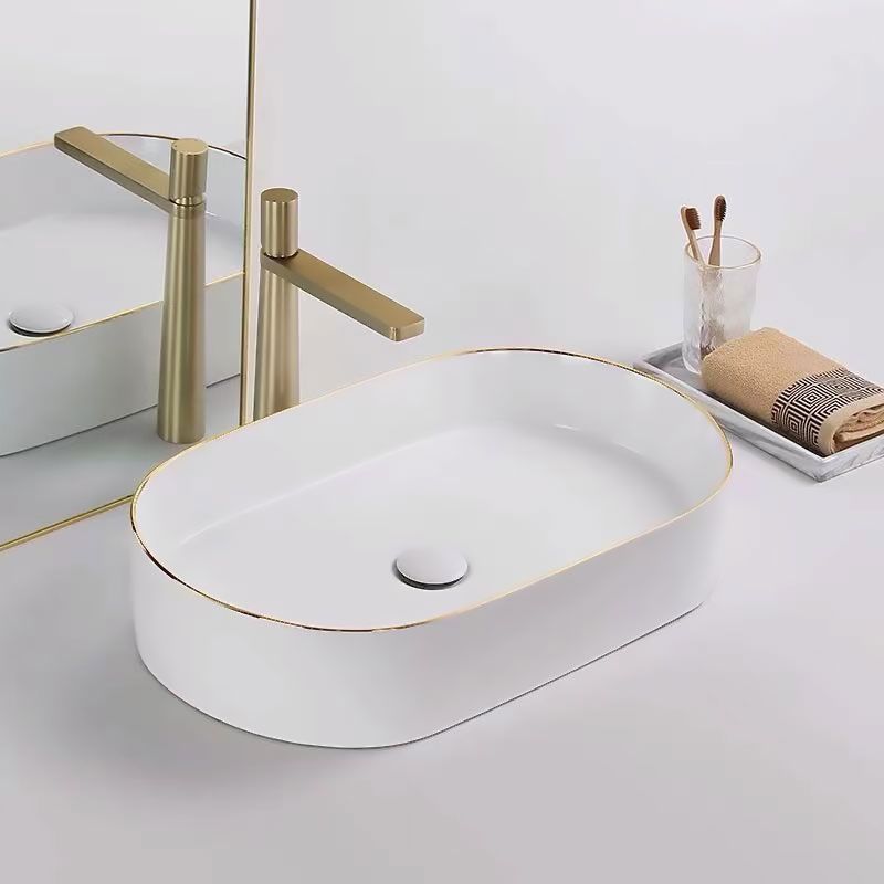 Aufsatzwaschbecken Rea Nadia white Gold edge
