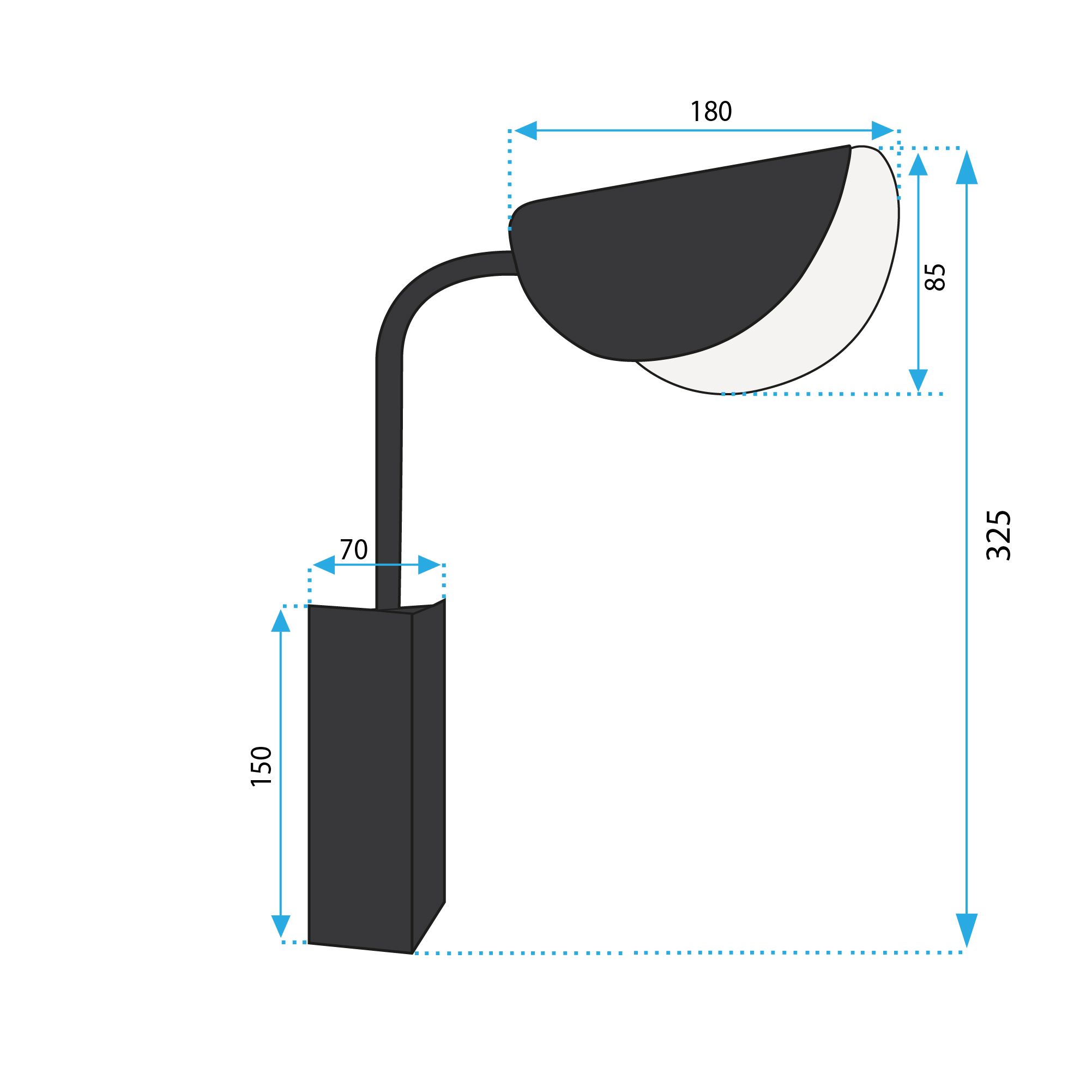 Lámpara de pared APP1262-1W Black