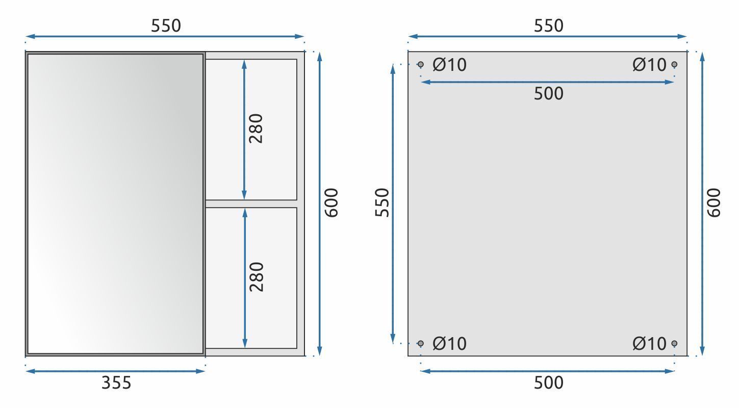 Ensemble de meubles de salle de bain Astor 60cm White meuble avec lavabo + miroir + étagère