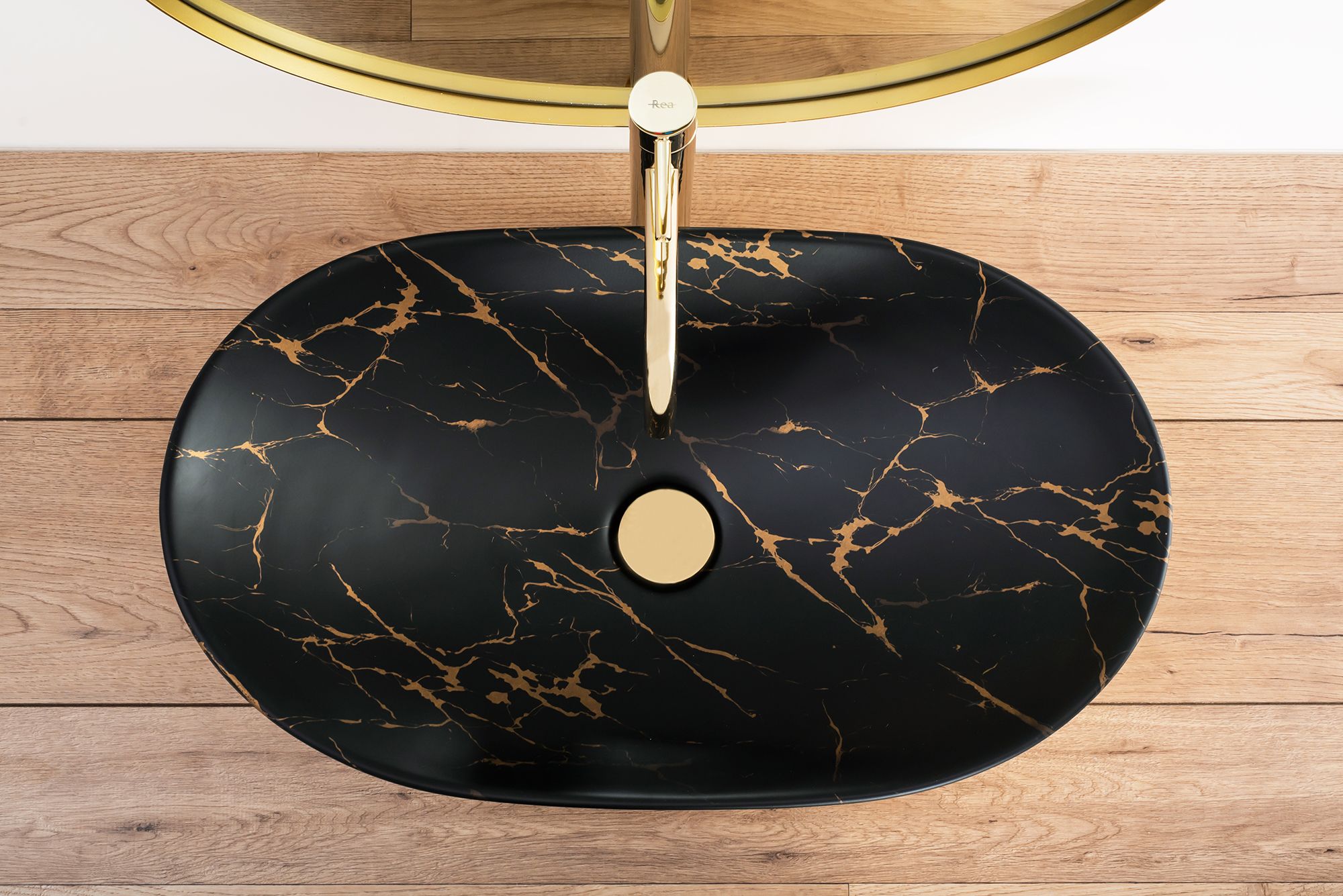 Stalviršio  Praustuvas REA Royal In Black Marble Gold