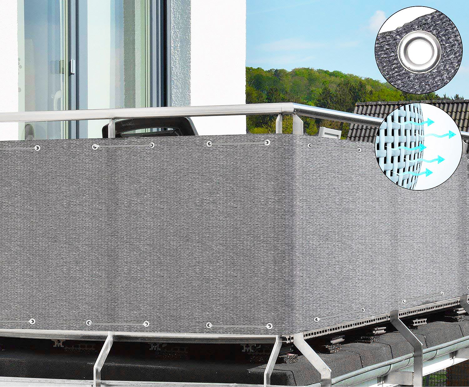 Balcony windscreen GREY 1x5M PE