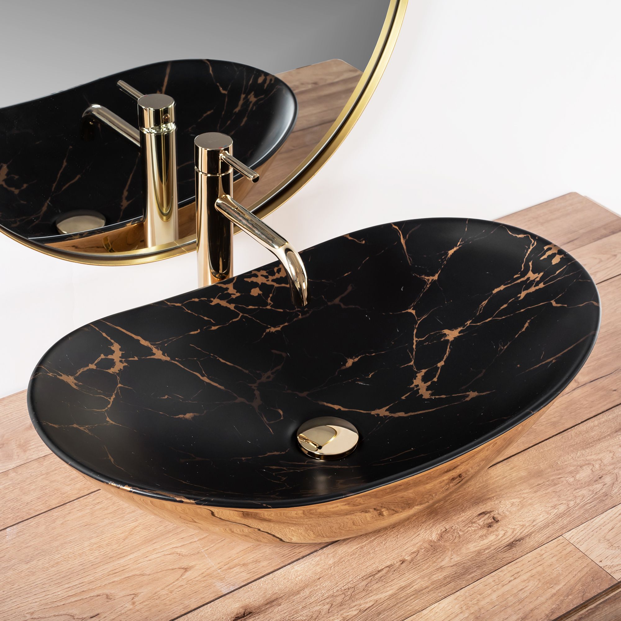 Stalviršio  Praustuvas REA Royal In Black Marble Gold