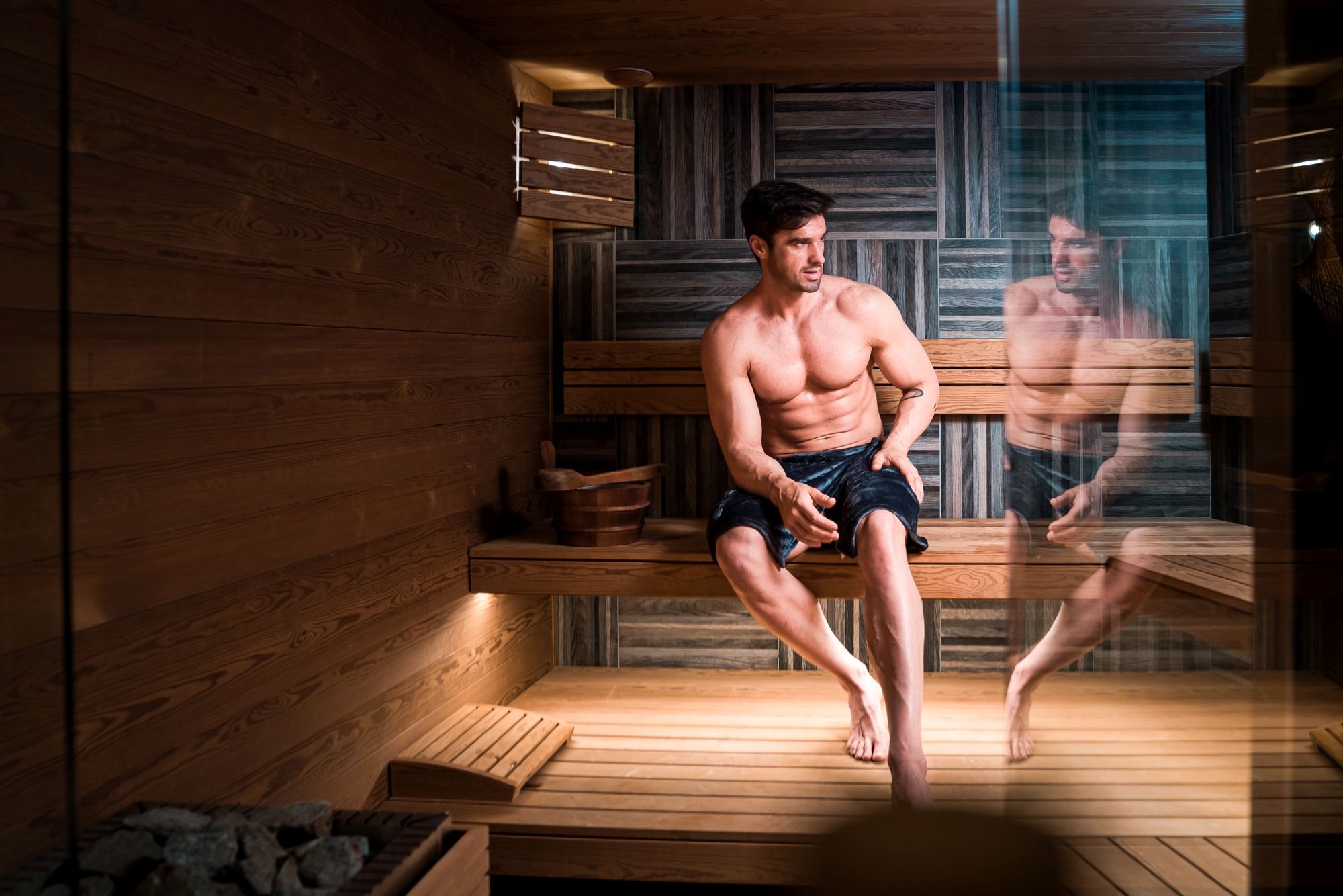 Morgenstern Uomo Kilt da Sauna con Velcro e Elastico Taglia Unica Lunghezza 60 cm Blu Marino 