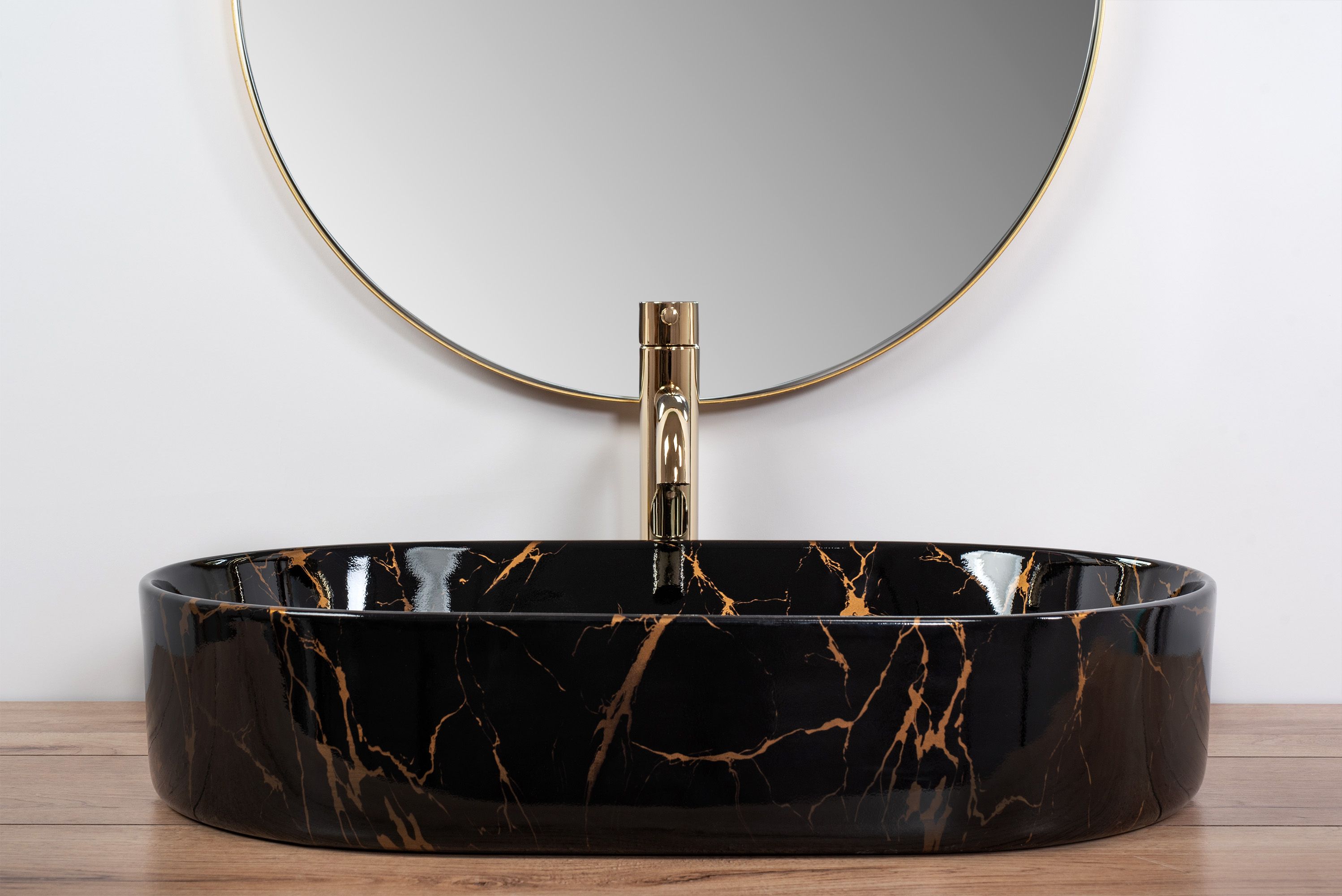 Kriauklė keramikos Rea Nadia Black Marble Shiny