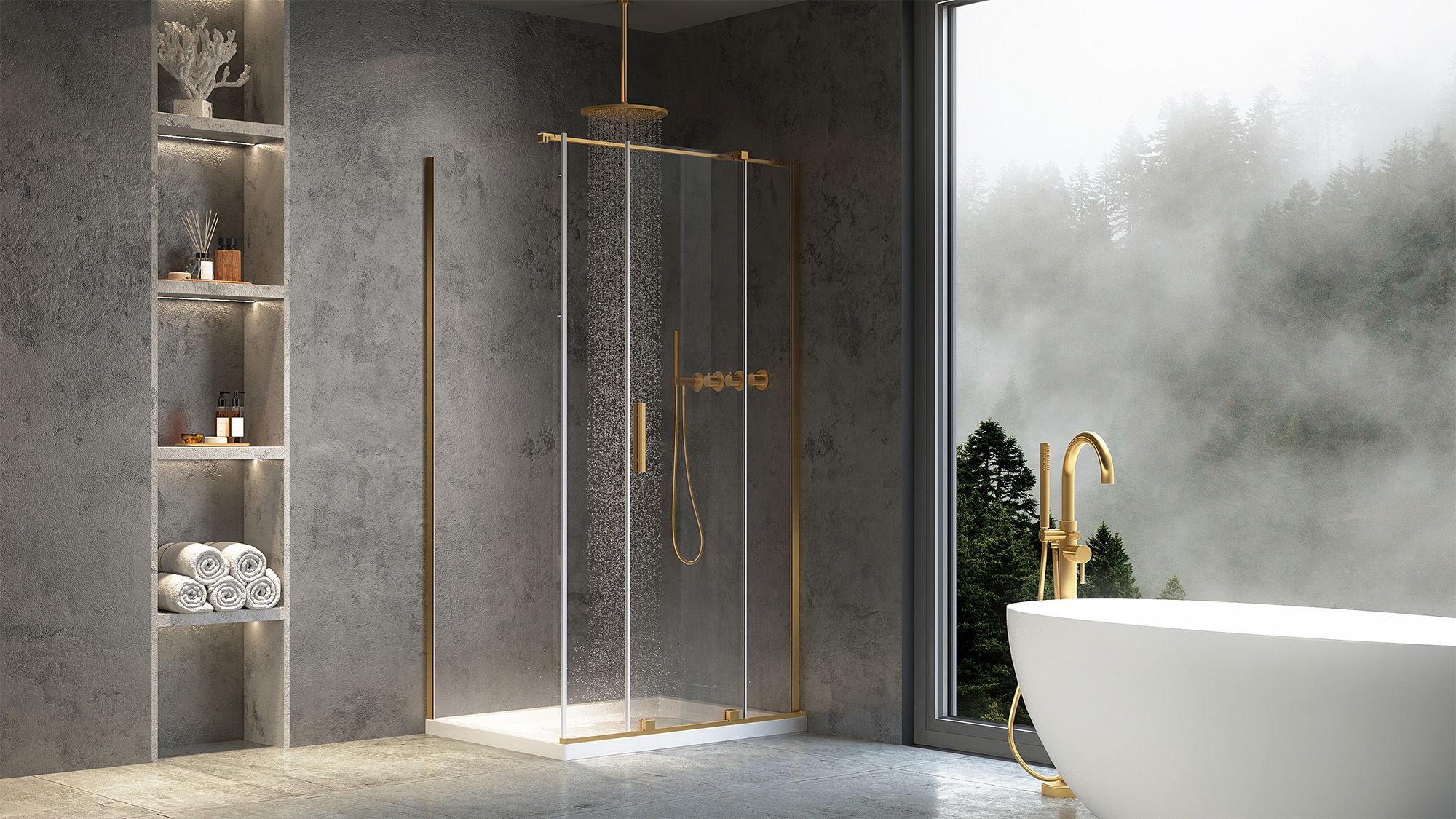 Cabine de douche REA Montana Gold Brush 120x90