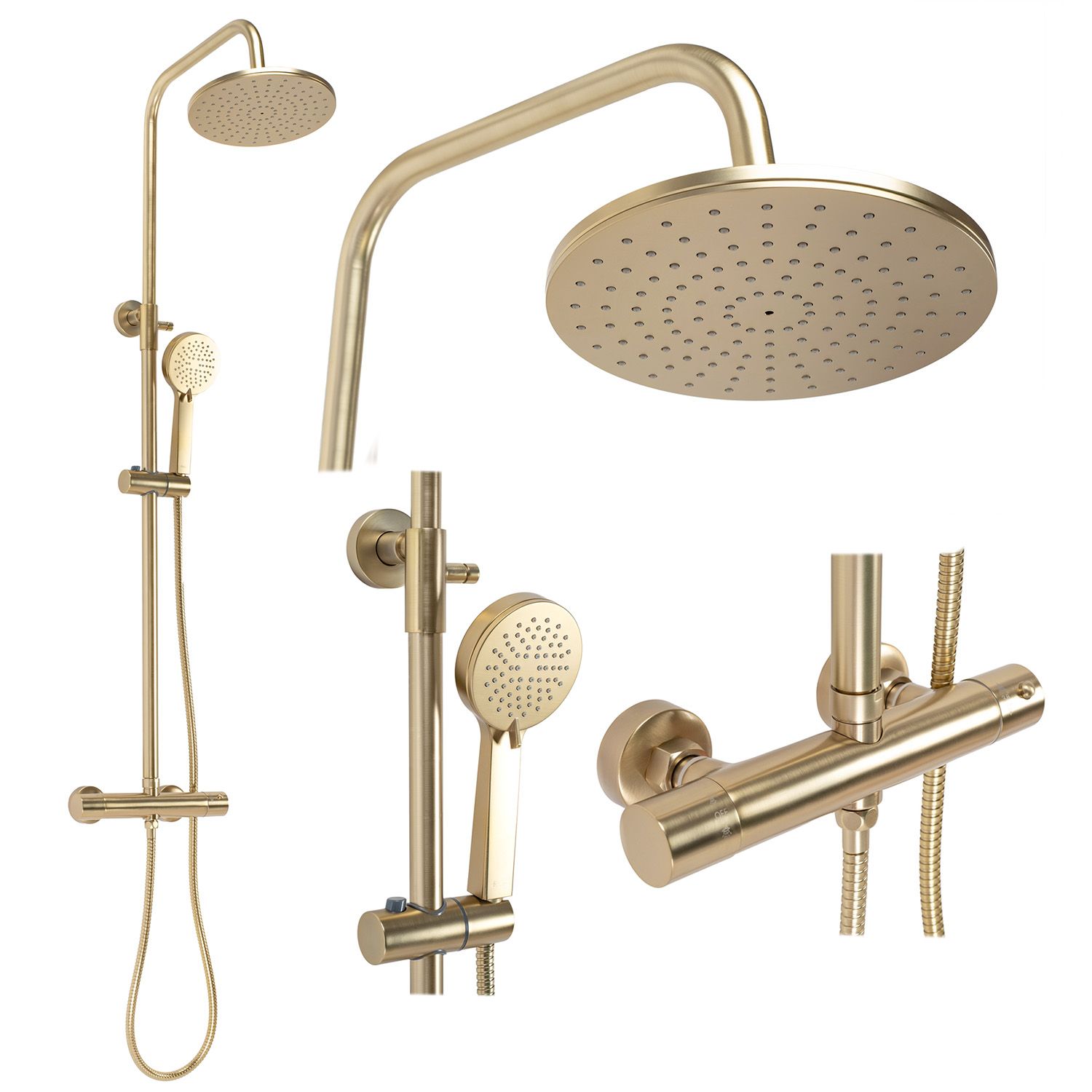 Duschgarnitur mit Thermostat Rea PAROT BRUSHED GOLD