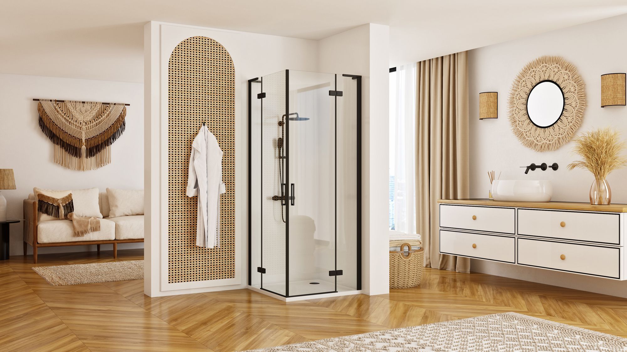 Duschkabine REA Hugo Double Black 100x100